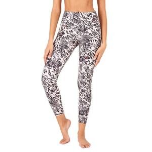 ONZIE High Rise Leggings In High Horse Size M/L White Black Floral Zebra Workout